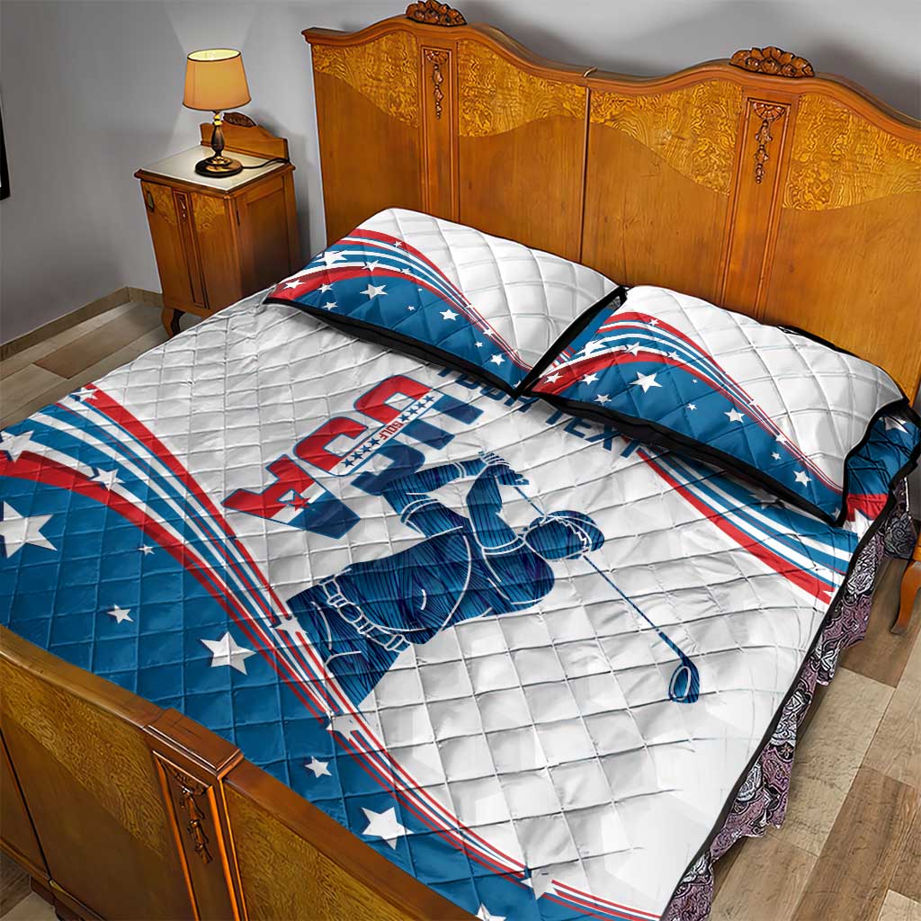 Personalized USA Golf Quilt Bed Set 2024 United States Flag Curve Style - Wonder Print Shop