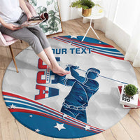 Personalized USA Golf Round Carpet 2024 United States Flag Curve Style