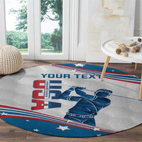 Personalized USA Golf Round Carpet 2024 United States Flag Curve Style