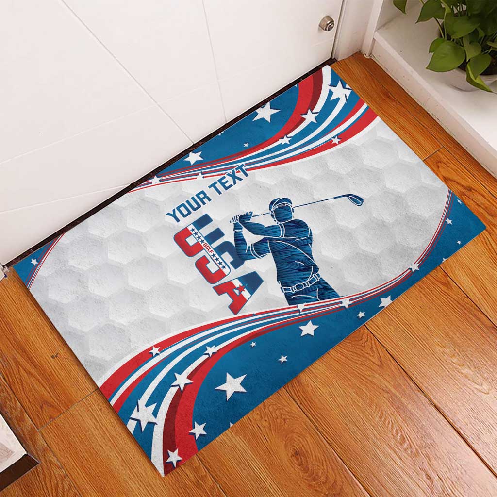 Personalized USA Golf Rubber Doormat 2024 United States Flag Curve Style - Wonder Print Shop