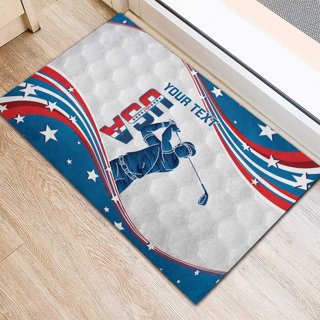 Personalized USA Golf Rubber Doormat 2024 United States Flag Curve Style - Wonder Print Shop