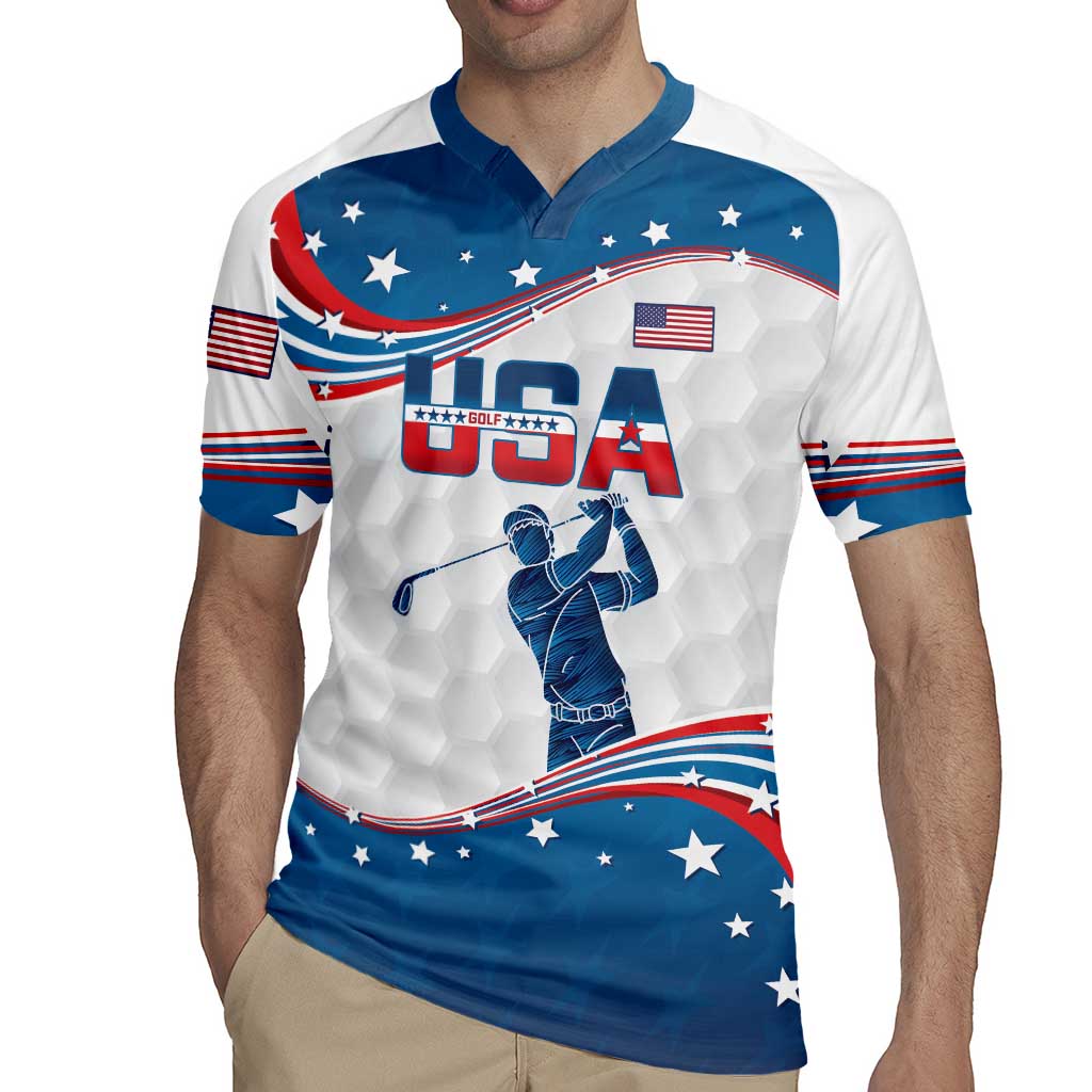 Personalized USA Golf Rugby Jersey 2024 United States Flag Curve Style - Wonder Print Shop