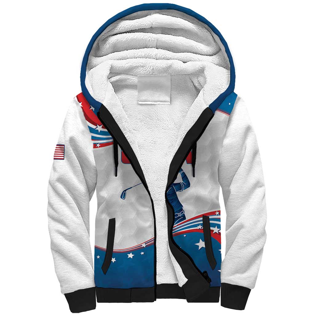 Personalized USA Golf Sherpa Hoodie 2024 United States Flag Curve Style - Wonder Print Shop