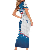 Personalized USA Golf Short Sleeve Bodycon Dress 2024 United States Flag Curve Style - Wonder Print Shop