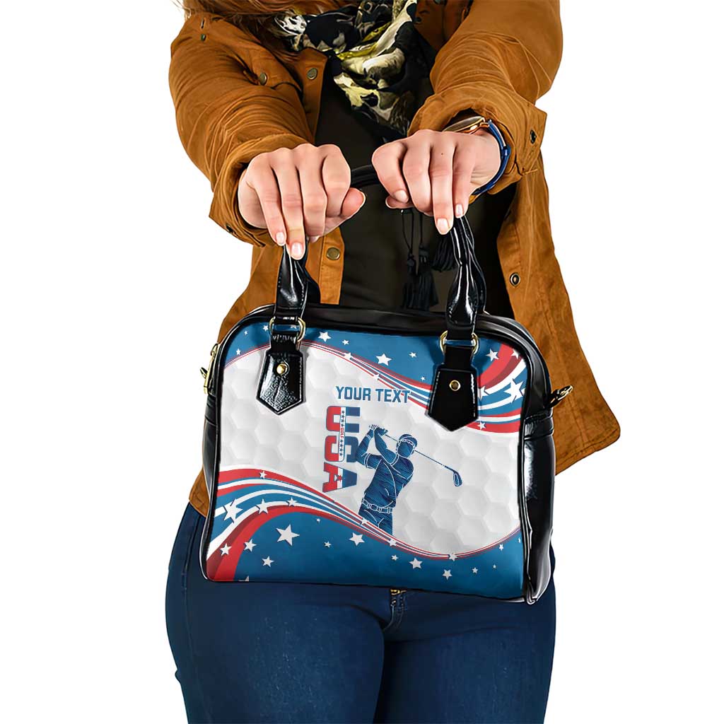 Personalized USA Golf Shoulder Handbag 2024 United States Flag Curve Style