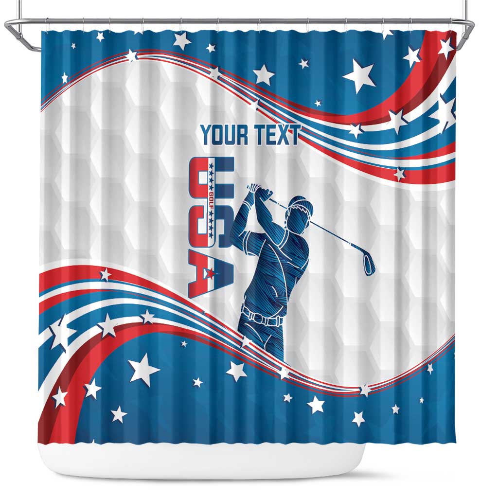 Personalized USA Golf Shower Curtain 2024 United States Flag Curve Style