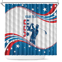 Personalized USA Golf Shower Curtain 2024 United States Flag Curve Style