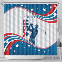 Personalized USA Golf Shower Curtain 2024 United States Flag Curve Style