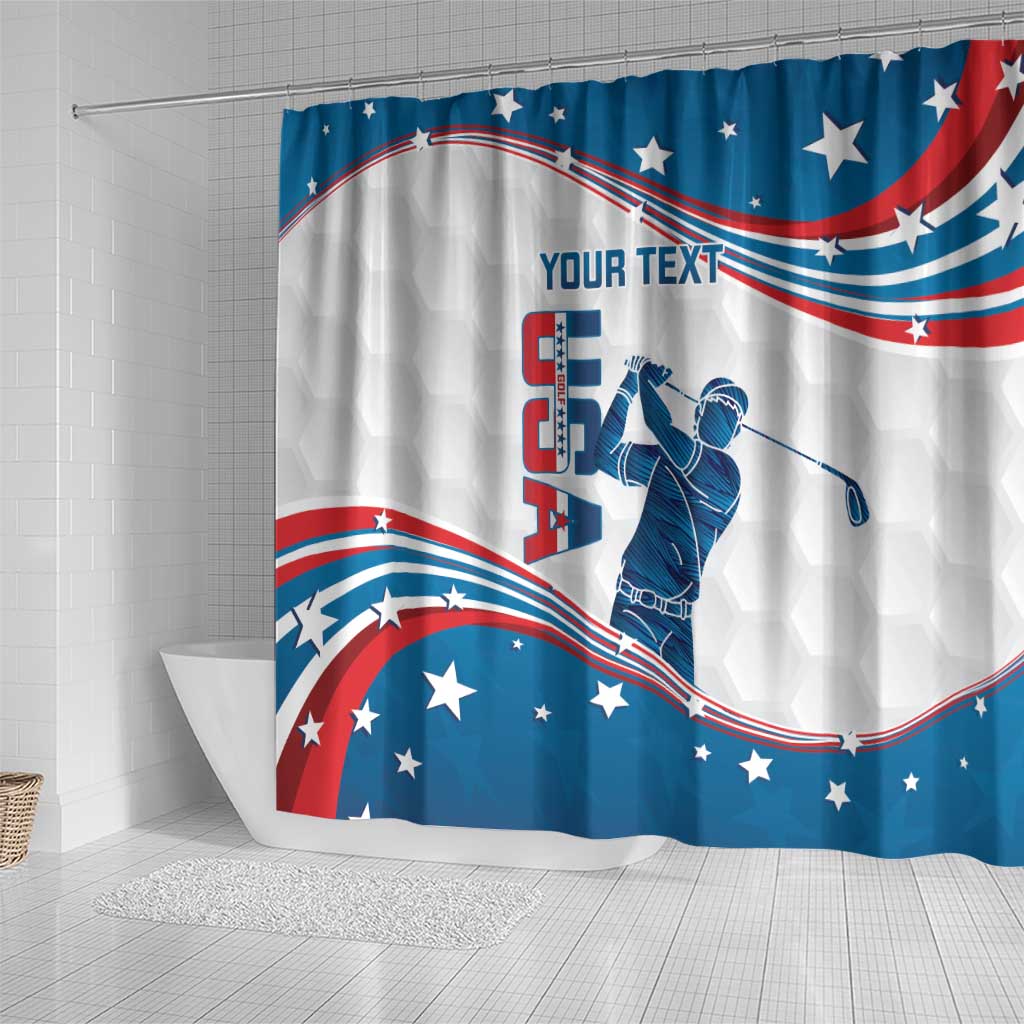 Personalized USA Golf Shower Curtain 2024 United States Flag Curve Style