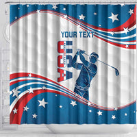 Personalized USA Golf Shower Curtain 2024 United States Flag Curve Style