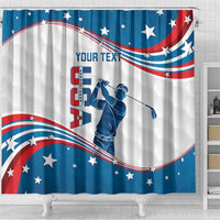Personalized USA Golf Shower Curtain 2024 United States Flag Curve Style