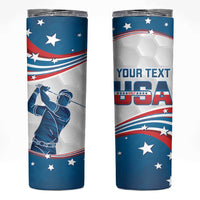 Personalized USA Golf Skinny Tumbler 2024 United States Flag Curve Style - Wonder Print Shop
