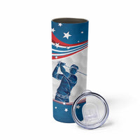 Personalized USA Golf Skinny Tumbler 2024 United States Flag Curve Style - Wonder Print Shop