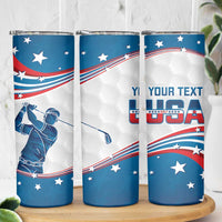 Personalized USA Golf Skinny Tumbler 2024 United States Flag Curve Style - Wonder Print Shop