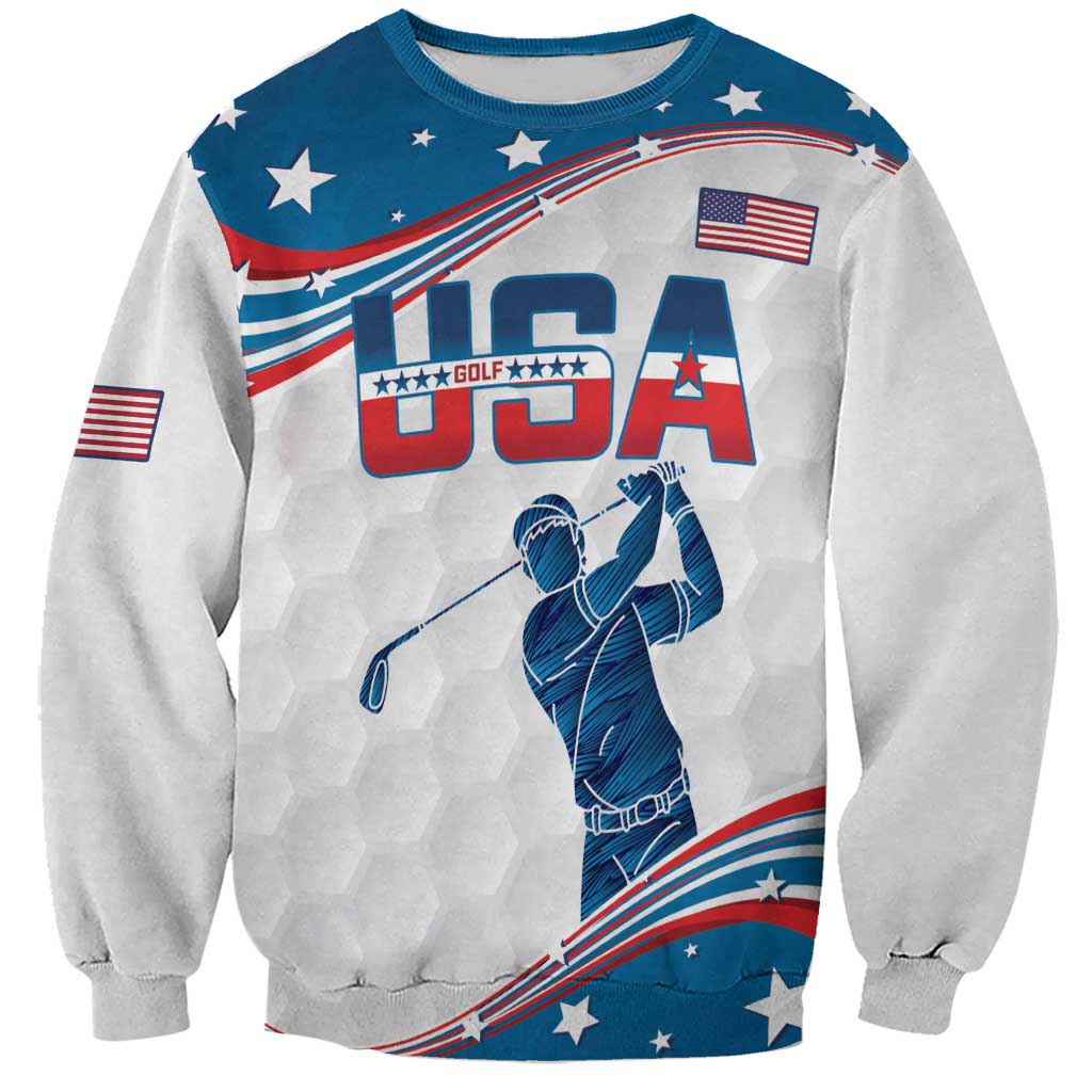 Personalized USA Golf Sweatshirt 2024 United States Flag Curve Style - Wonder Print Shop