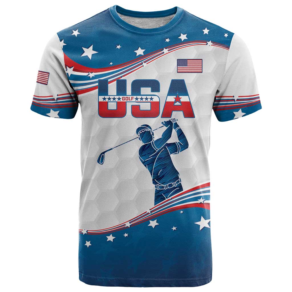Personalized USA Golf T Shirt 2024 United States Flag Curve Style - Wonder Print Shop