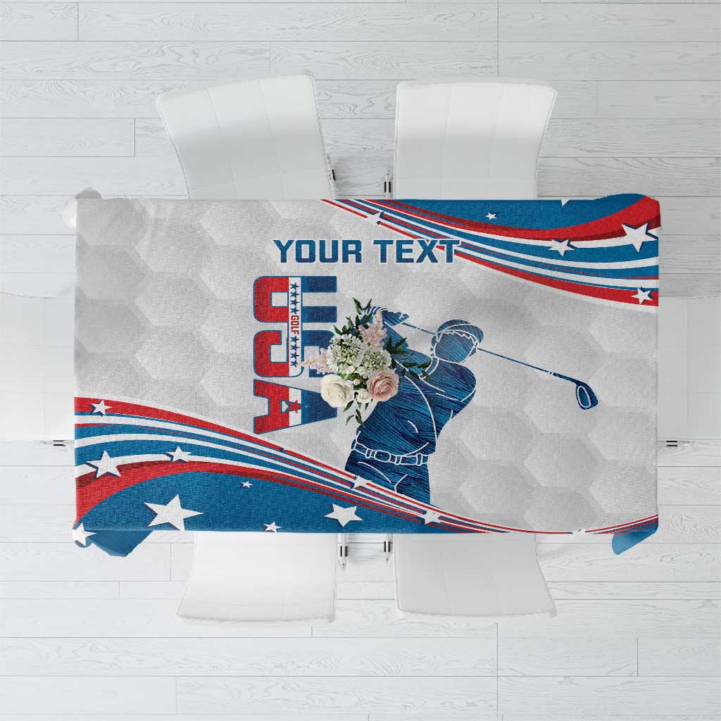 Personalized USA Golf Tablecloth 2024 United States Flag Curve Style - Wonder Print Shop