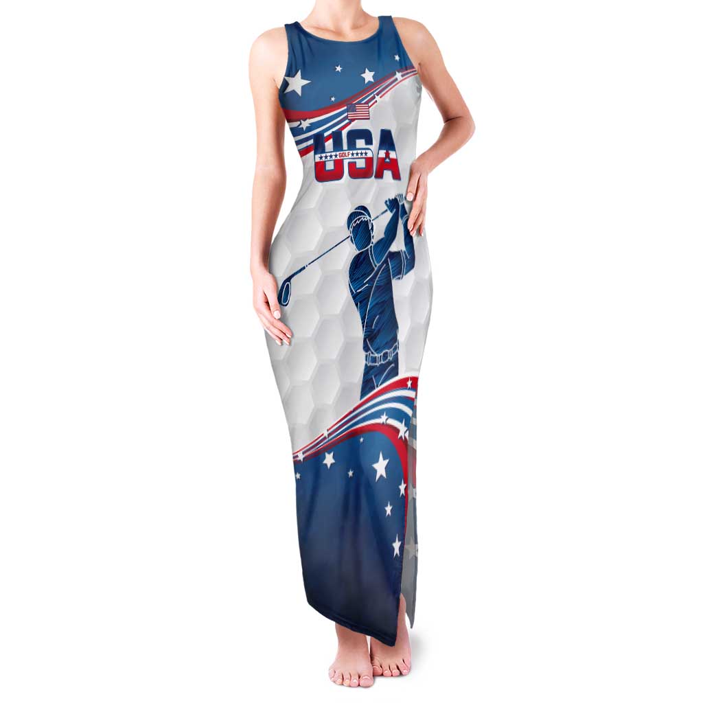 Personalized USA Golf Tank Maxi Dress 2024 United States Flag Curve Style - Wonder Print Shop