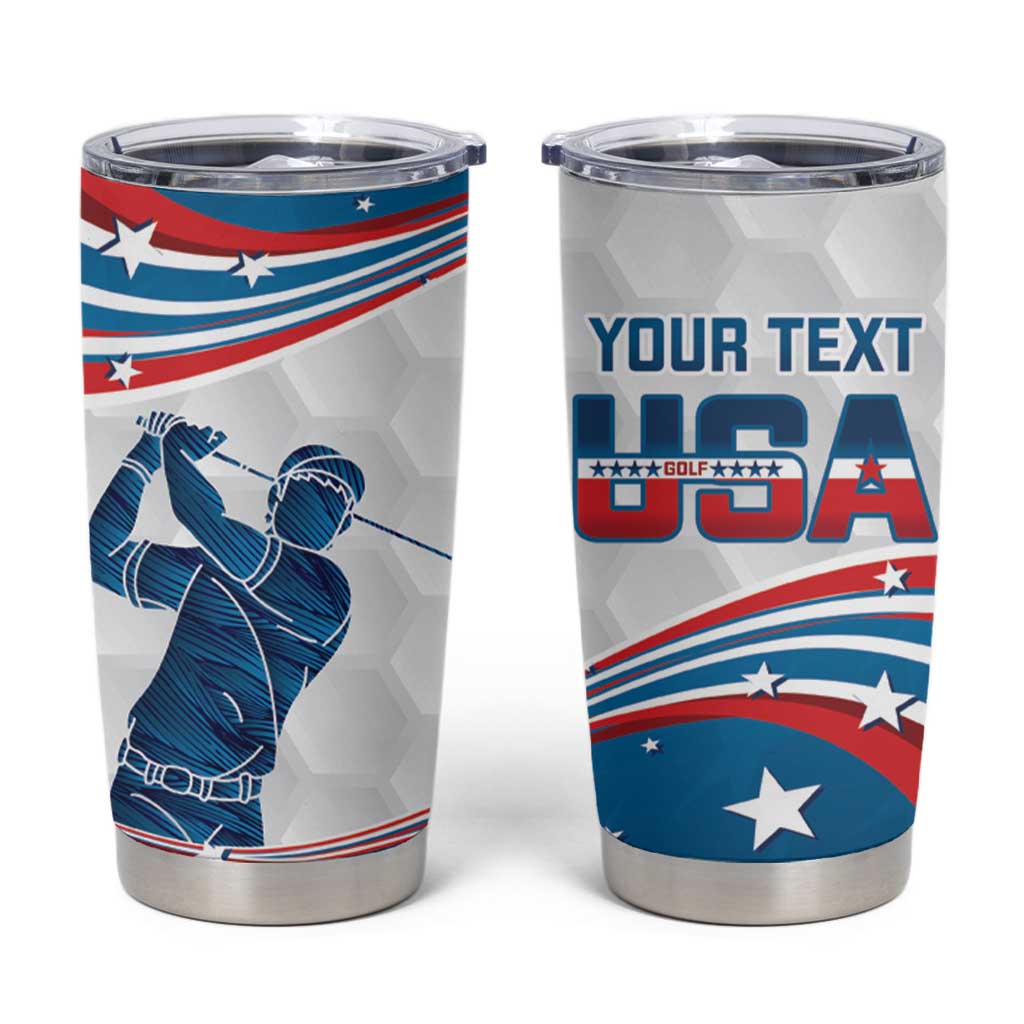 Personalized USA Golf Tumbler Cup 2024 United States Flag Curve Style - Wonder Print Shop