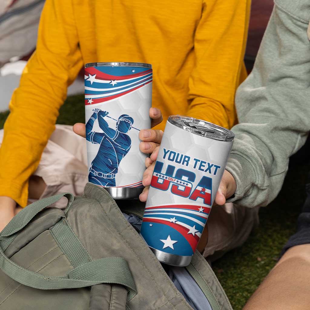 Personalized USA Golf Tumbler Cup 2024 United States Flag Curve Style - Wonder Print Shop