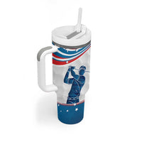 Personalized USA Golf Tumbler With Handle 2024 United States Flag Curve Style - Wonder Print Shop