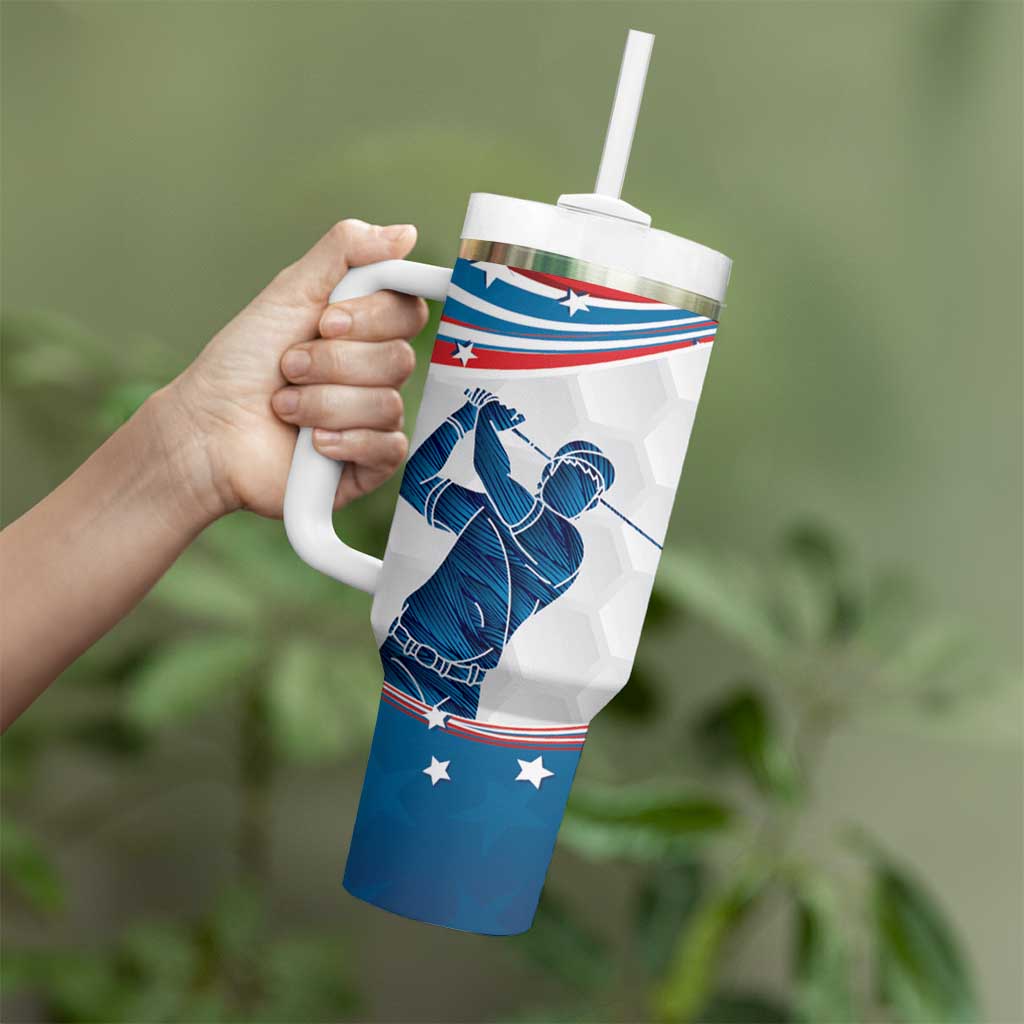 Personalized USA Golf Tumbler With Handle 2024 United States Flag Curve Style - Wonder Print Shop