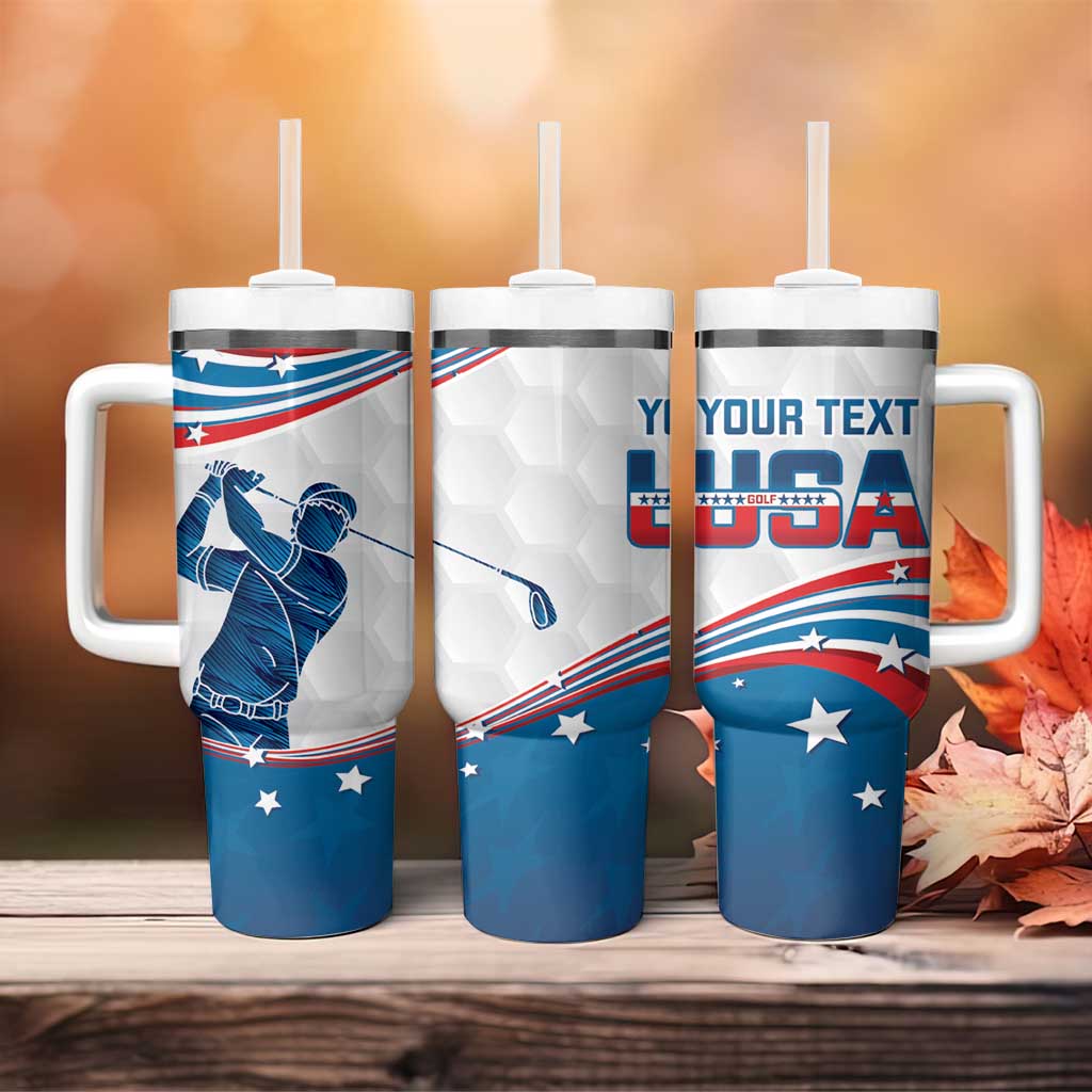Personalized USA Golf Tumbler With Handle 2024 United States Flag Curve Style - Wonder Print Shop