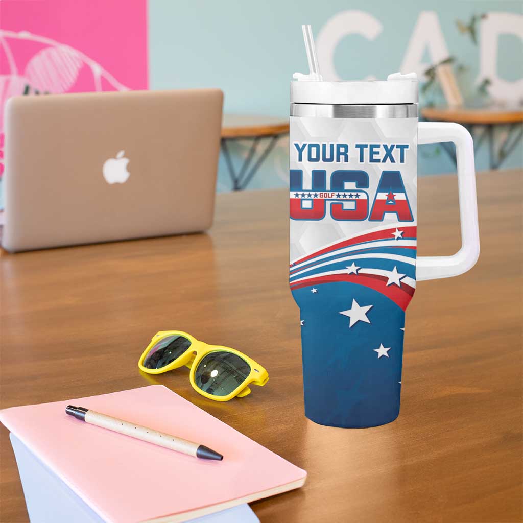Personalized USA Golf Tumbler With Handle 2024 United States Flag Curve Style - Wonder Print Shop