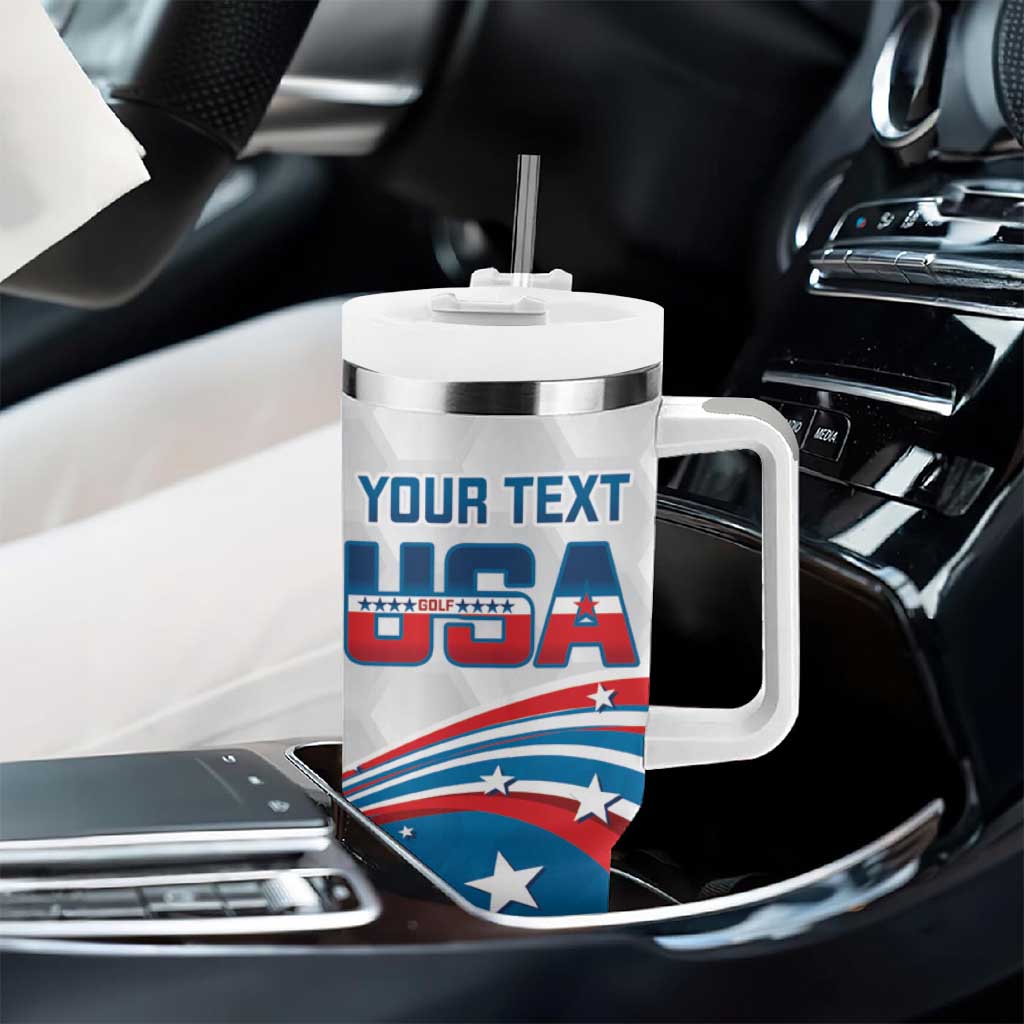 Personalized USA Golf Tumbler With Handle 2024 United States Flag Curve Style - Wonder Print Shop