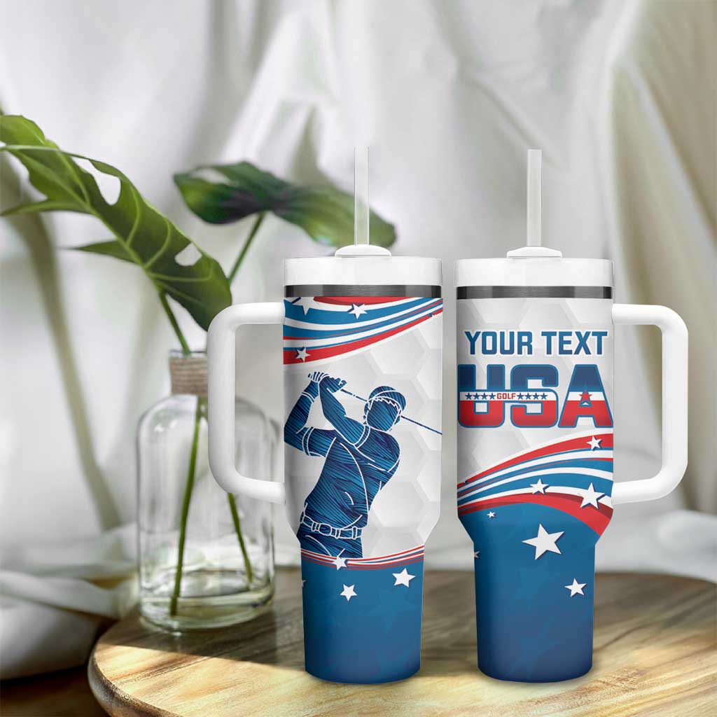 Personalized USA Golf Tumbler With Handle 2024 United States Flag Curve Style - Wonder Print Shop
