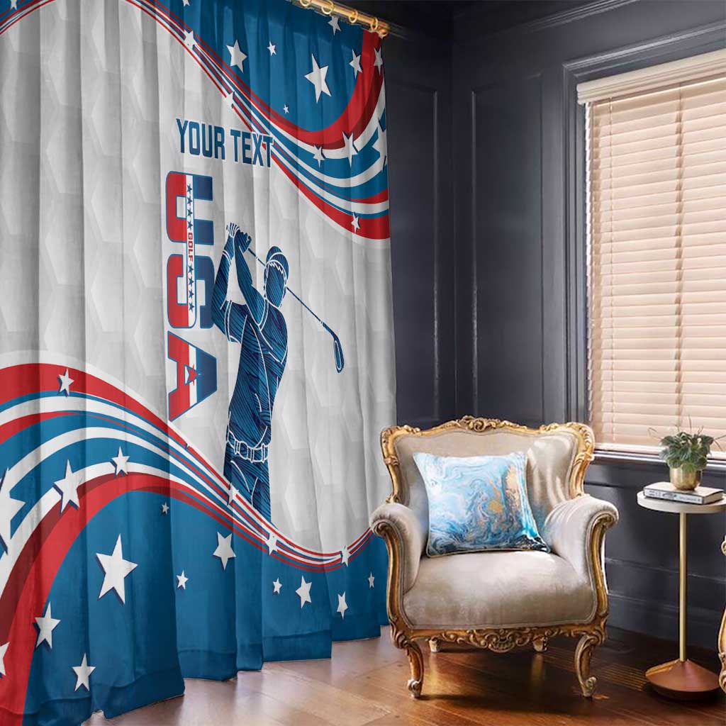 Personalized USA Golf Window Curtain 2024 United States Flag Curve Style - Wonder Print Shop