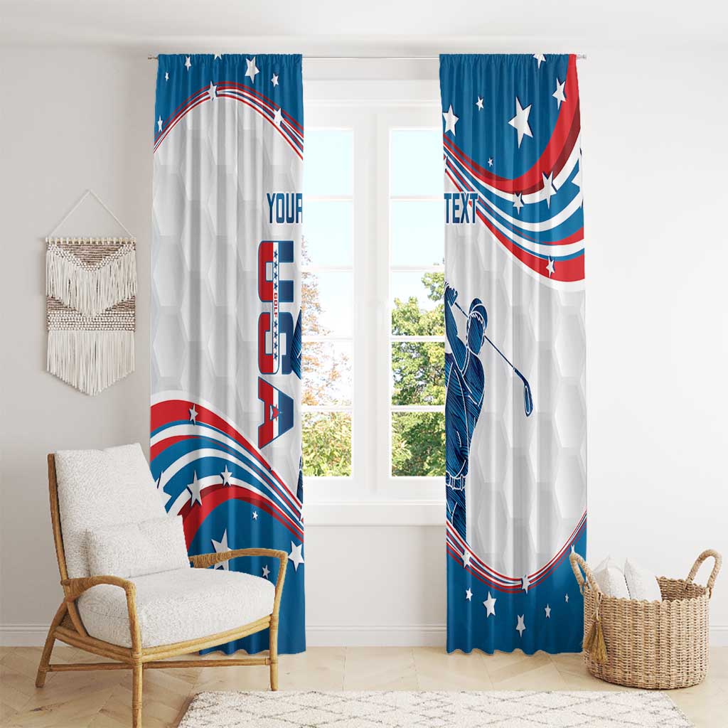 Personalized USA Golf Window Curtain 2024 United States Flag Curve Style - Wonder Print Shop