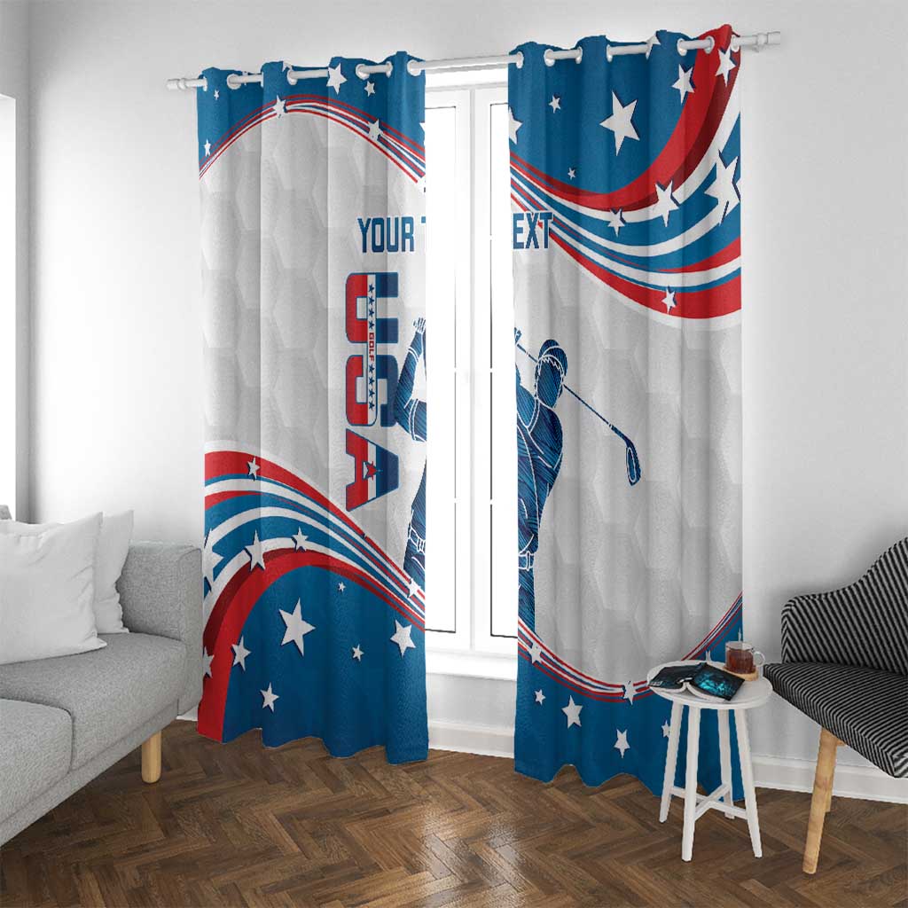Personalized USA Golf Window Curtain 2024 United States Flag Curve Style - Wonder Print Shop