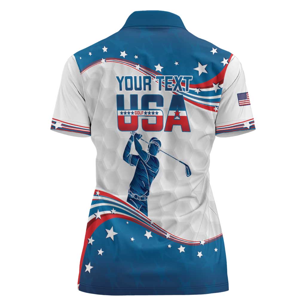 Personalized USA Golf Women Polo Shirt 2024 United States Flag Curve Style - Wonder Print Shop