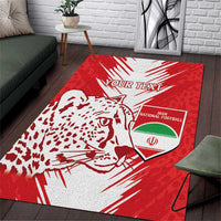 Custom Iran Football Area Rug Go Team Melli Leopard Pattern - Wonder Print Shop