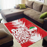 Custom Iran Football Area Rug Go Team Melli Leopard Pattern - Wonder Print Shop