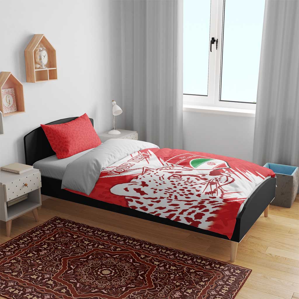 Custom Iran Football Bedding Set Go Team Melli Leopard Pattern - Wonder Print Shop