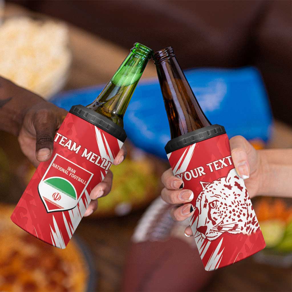 Custom Iran Football 4 in 1 Can Cooler Tumbler Go Team Melli Leopard Pattern - Wonder Print Shop