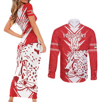 Custom Iran Football Couples Matching Short Sleeve Bodycon Dress and Long Sleeve Button Shirt Go Team Melli Leopard Pattern - Wonder Print Shop