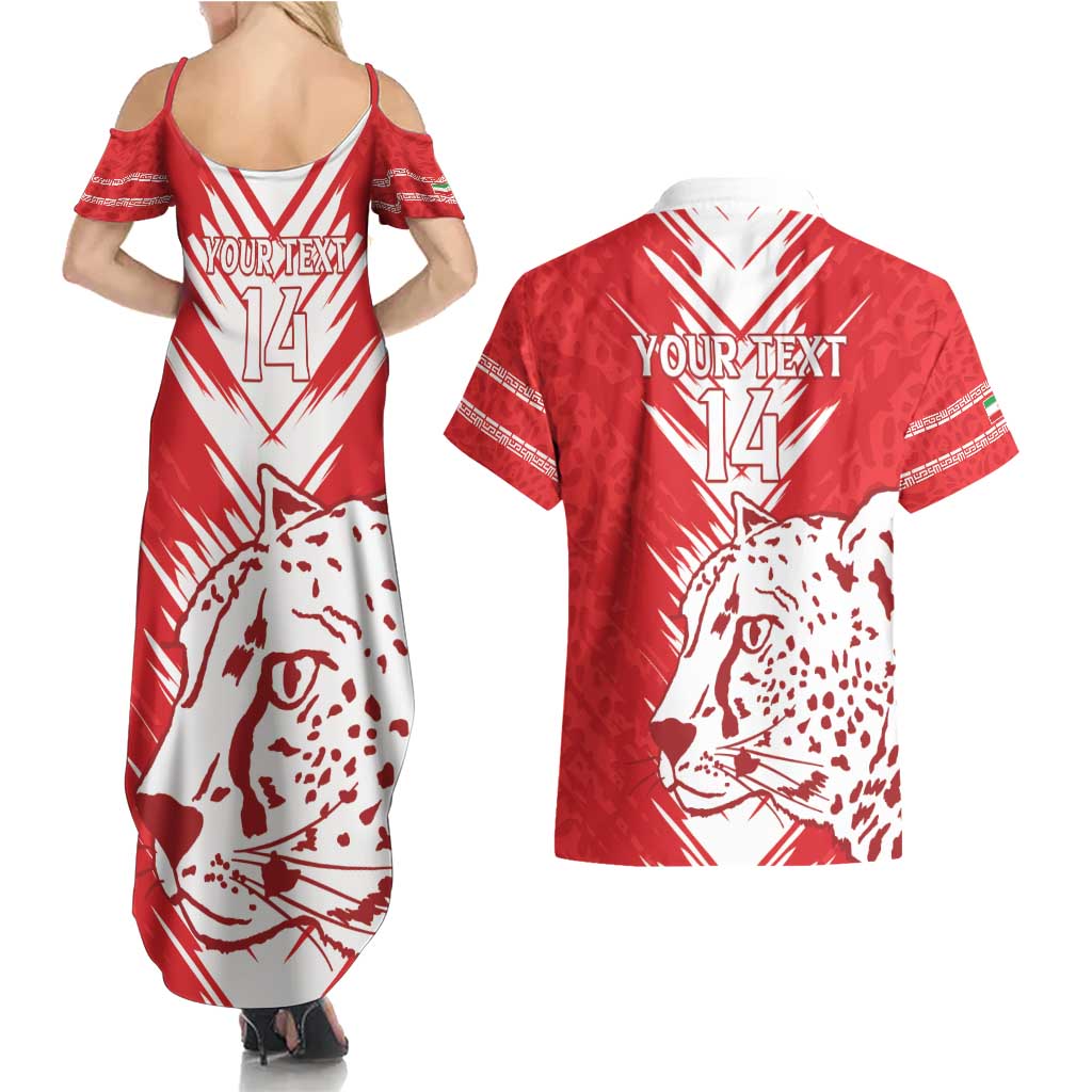 Custom Iran Football Couples Matching Summer Maxi Dress and Hawaiian Shirt Go Team Melli Leopard Pattern - Wonder Print Shop