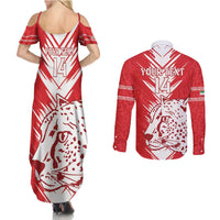 Custom Iran Football Couples Matching Summer Maxi Dress and Long Sleeve Button Shirt Go Team Melli Leopard Pattern - Wonder Print Shop