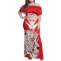 Custom Iran Football Family Matching Off Shoulder Maxi Dress and Hawaiian Shirt Go Team Melli Leopard Pattern - Wonder Print Shop