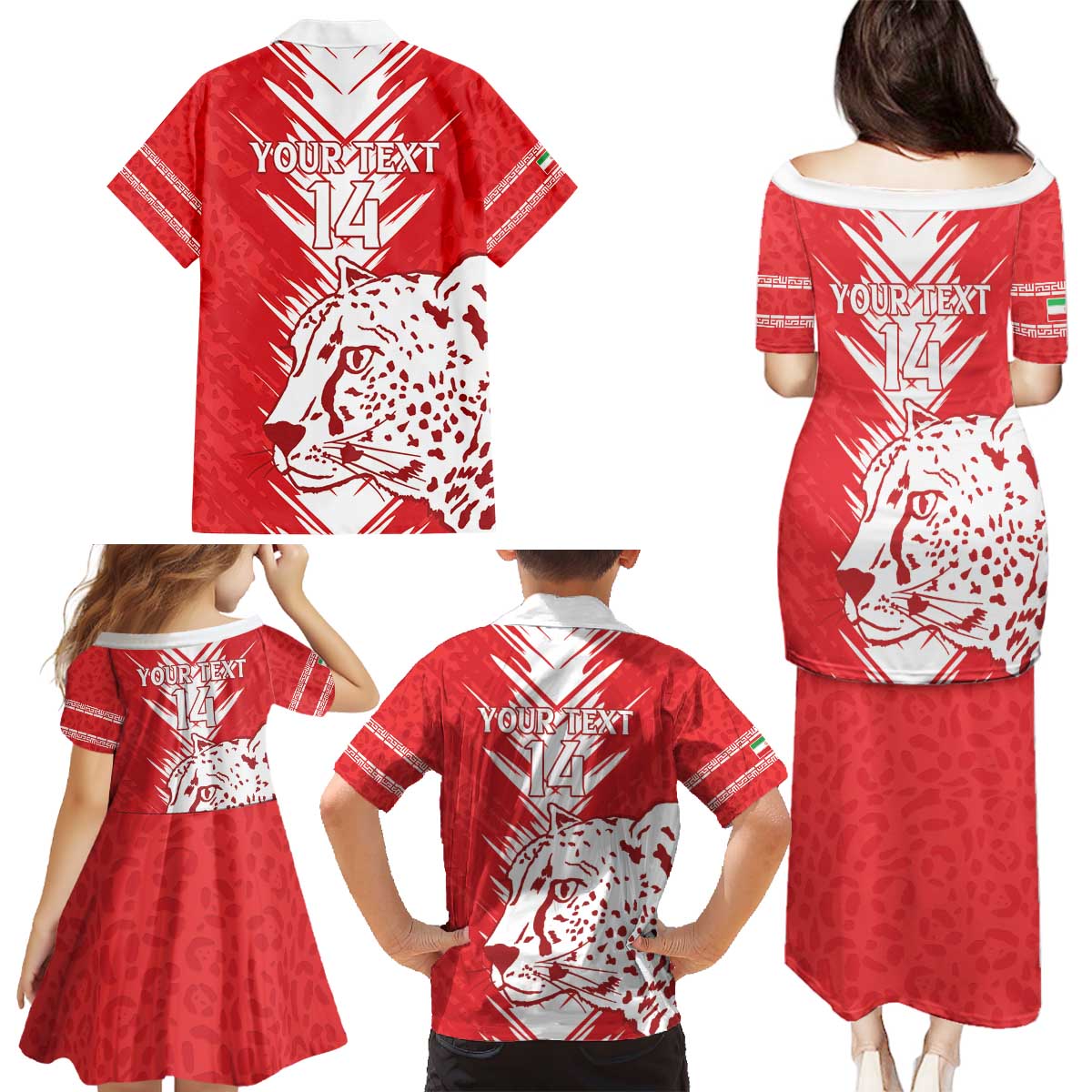 Custom Iran Football Family Matching Puletasi and Hawaiian Shirt Go Team Melli Leopard Pattern - Wonder Print Shop