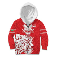 Custom Iran Football Kid Hoodie Go Team Melli Leopard Pattern - Wonder Print Shop