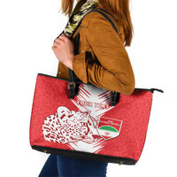 Custom Iran Football Leather Tote Bag Go Team Melli Leopard Pattern - Wonder Print Shop