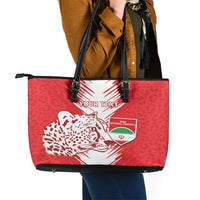 Custom Iran Football Leather Tote Bag Go Team Melli Leopard Pattern - Wonder Print Shop