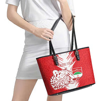 Custom Iran Football Leather Tote Bag Go Team Melli Leopard Pattern - Wonder Print Shop