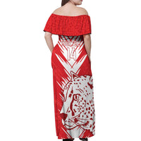 Custom Iran Football Off Shoulder Maxi Dress Go Team Melli Leopard Pattern - Wonder Print Shop