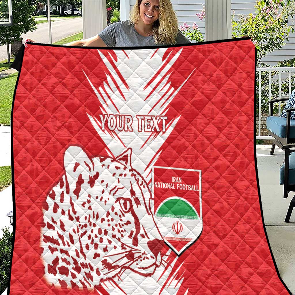 Custom Iran Football Quilt Go Team Melli Leopard Pattern - Wonder Print Shop