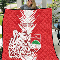 Custom Iran Football Quilt Go Team Melli Leopard Pattern - Wonder Print Shop